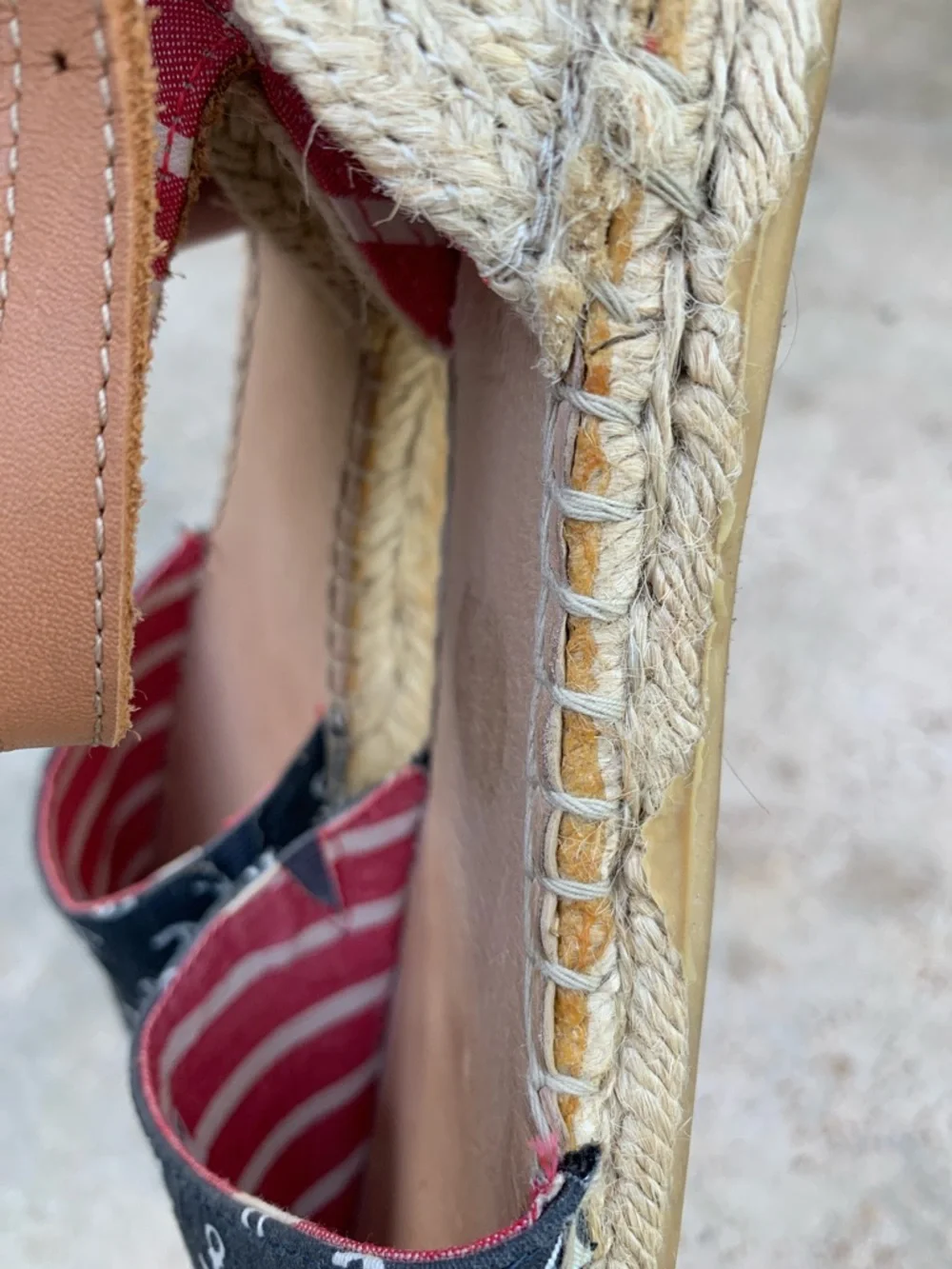Sperry Navy Anchor Espadrille Sandals with Tan Straps